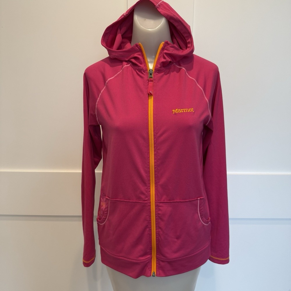 Marmot Women's XL Pink Full Zip Hooded Jacket Outdoor Lightweight Runs Small